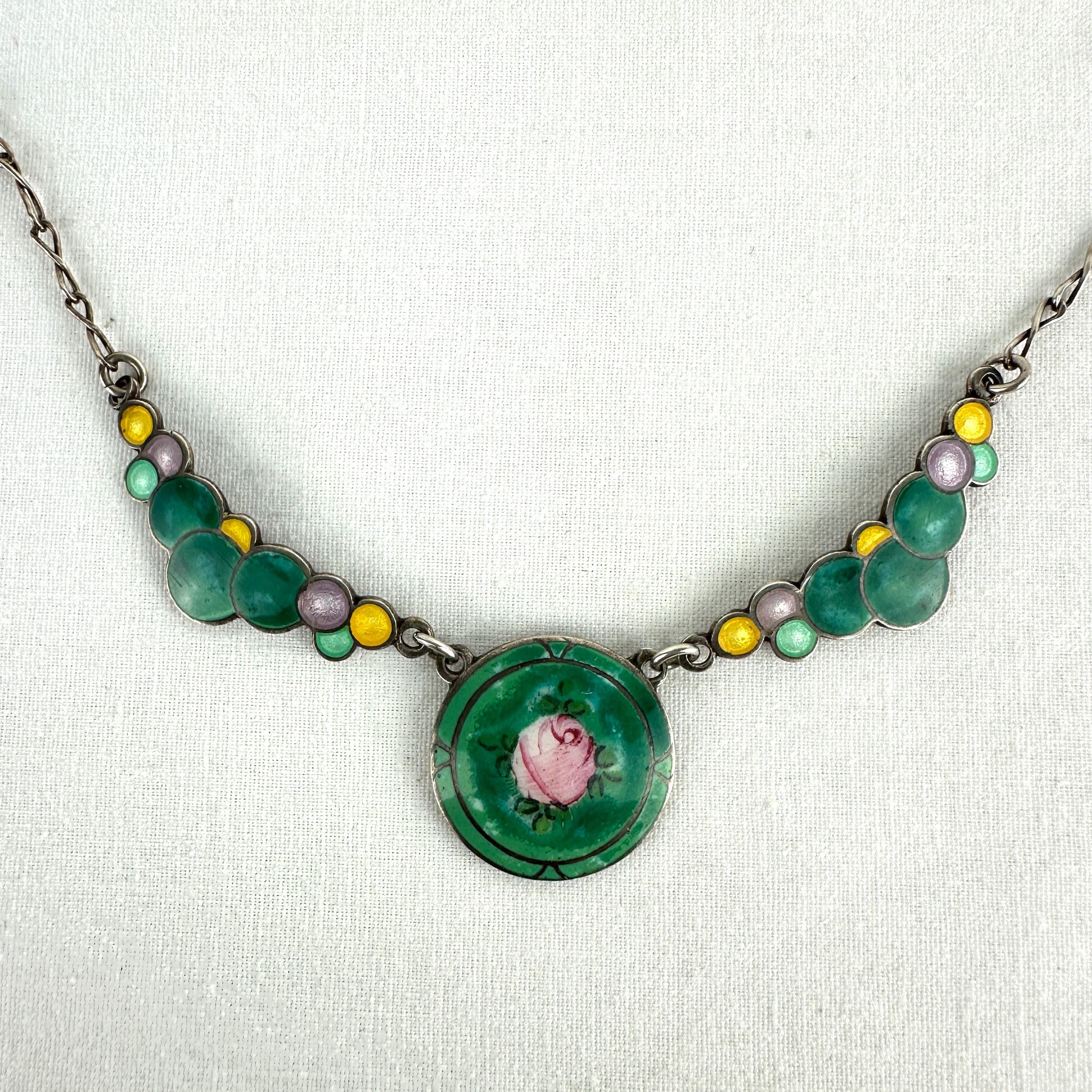 Art Deco Eisenberg Enamel Bubble Necklace New Zealand