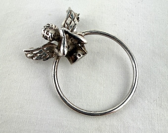 Vintage sterlingzilveren sjaalspeld met engel