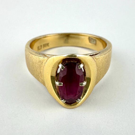 Midcentury 14k Gold Ruby Ring - image 1