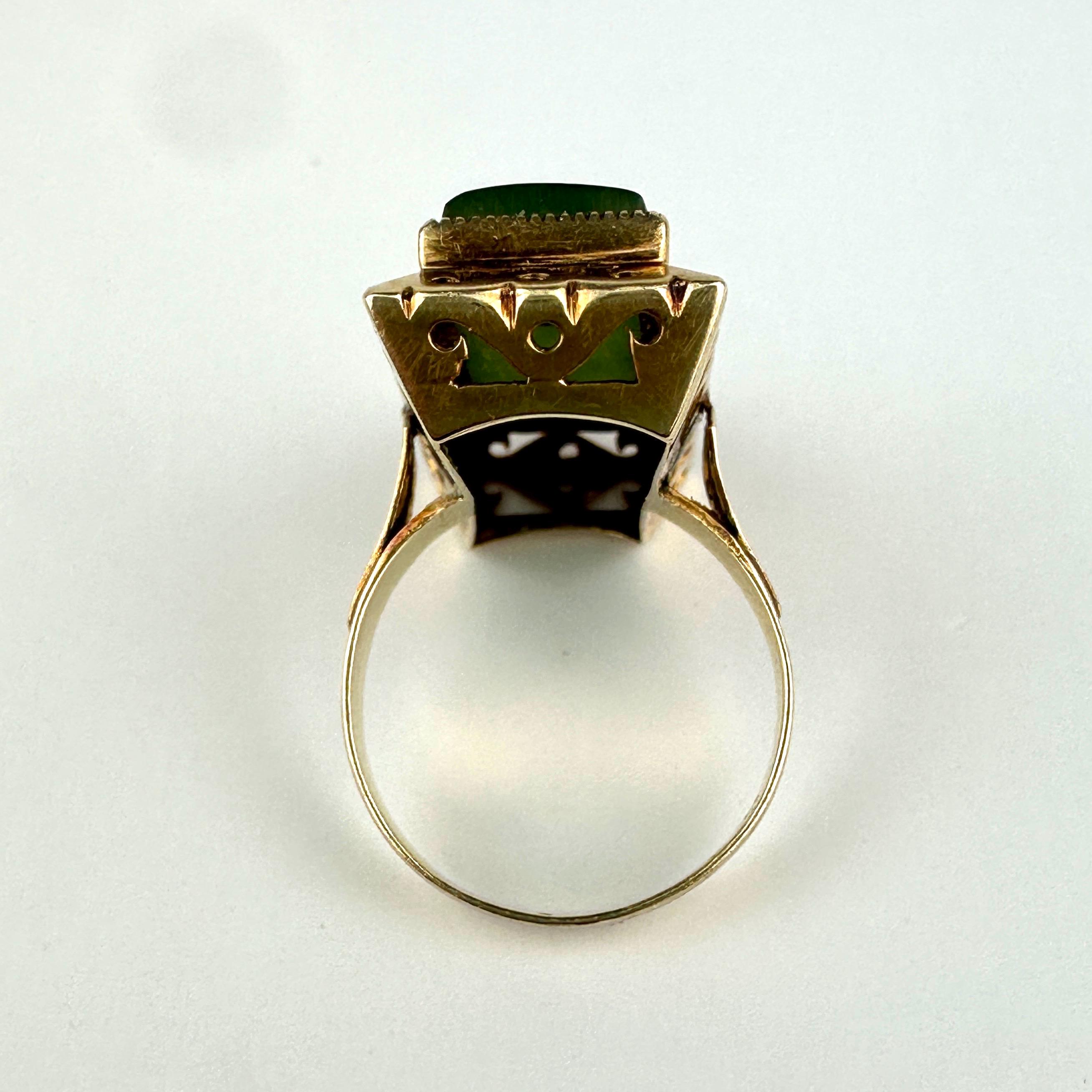 Vintage 14k Gold & Nephrite Jade Ring Size 5.25 - Etsy