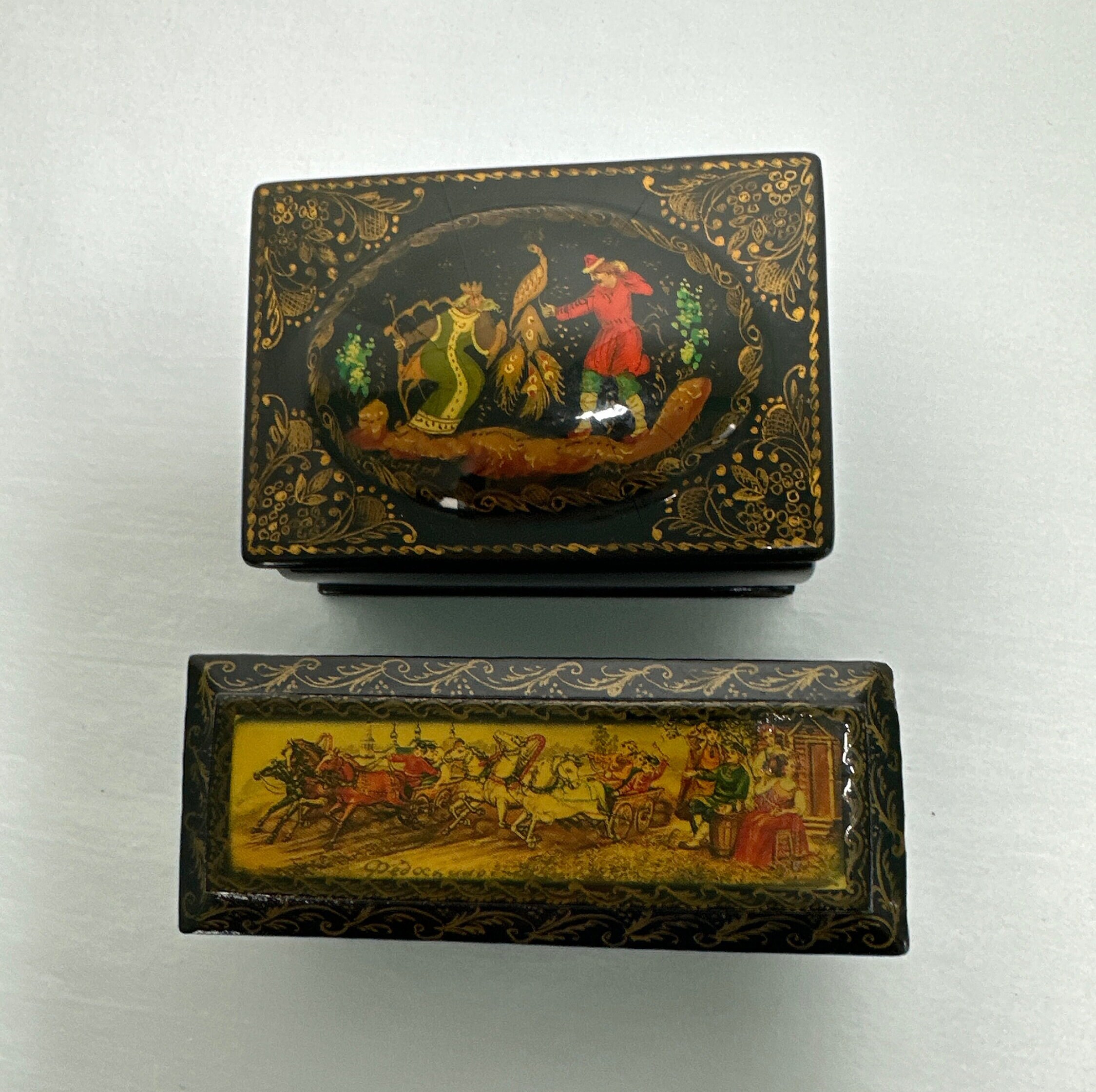Set of Two Russian Lacquer Boxes - Etsy