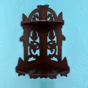 Antique Carved Mahogany Corner Shelf