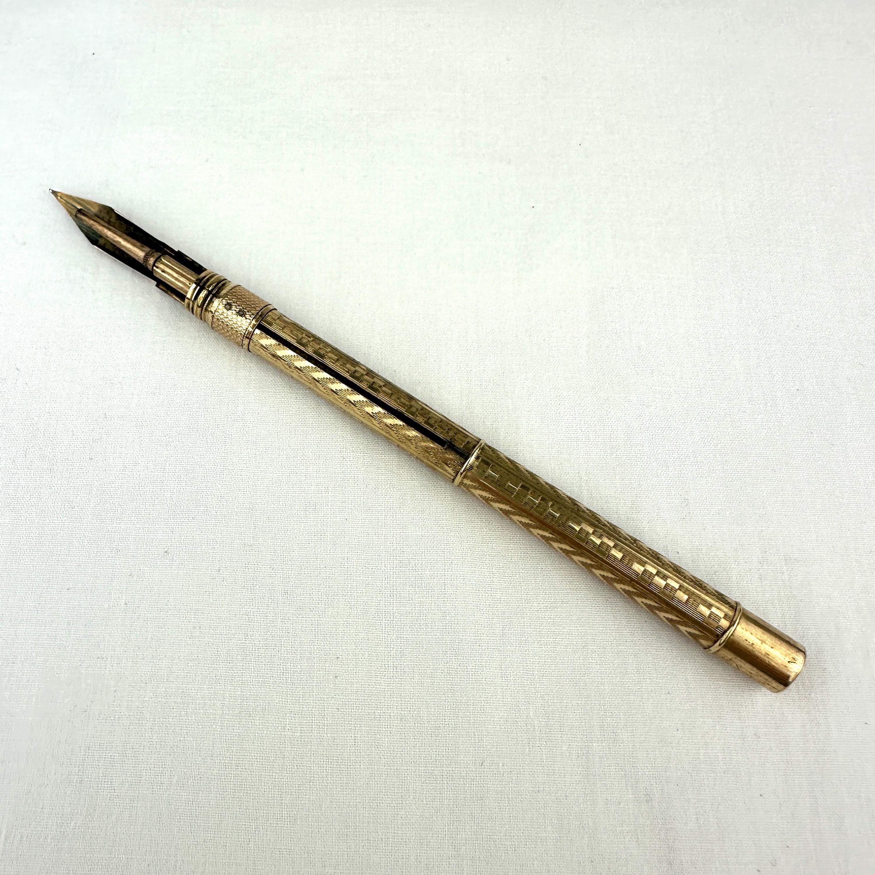 その他 Antique Propelling Pen and Pencil Antique Gold Filled Propelling Pencil and Dip Pen With No 4 Nib - Etsy