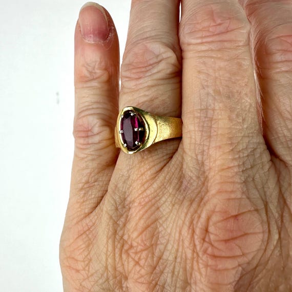 Midcentury 14k Gold Ruby Ring - image 10