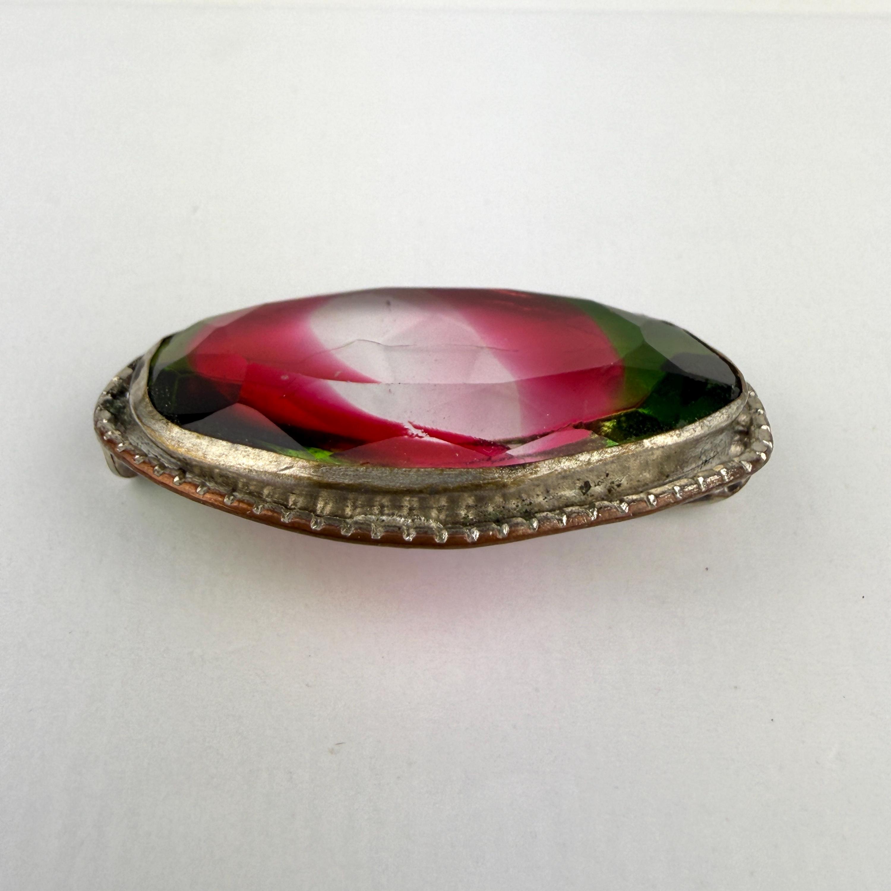 ヴィンテージのアイリスまたはレインボーガラスブローチ - Etsy 日本