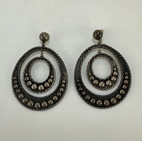 Mexican Sterling Silver Mid Century Mod Earrings - image 1