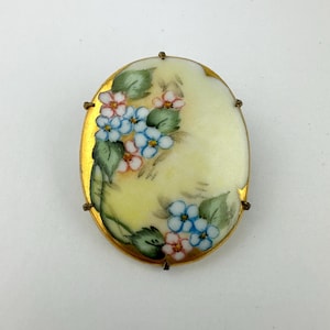 Antique Hand Painted Porcelain Brooch