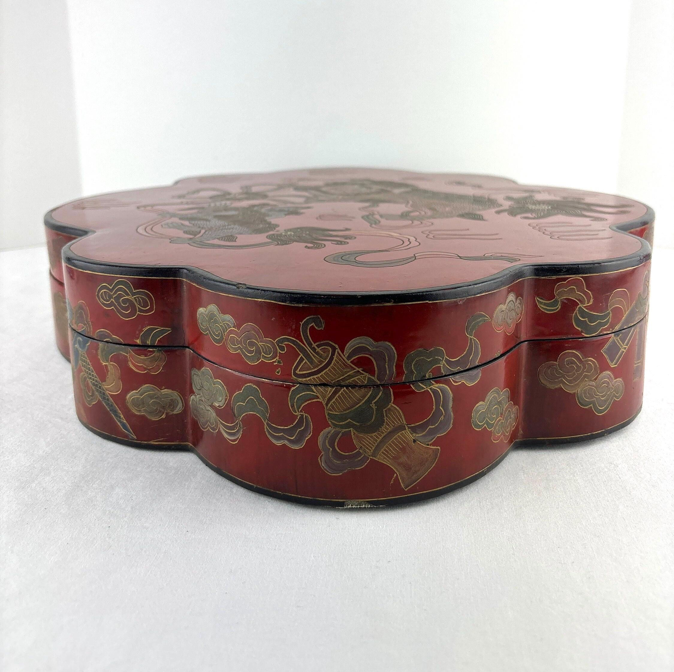 Ffoo Box 20thc Chinese Red Lacquer Box With Foo Dog Motif - Etsy