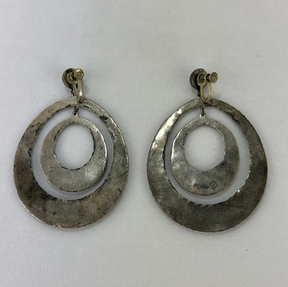 Mexican Sterling Silver Mid Century Mod Earrings - image 2