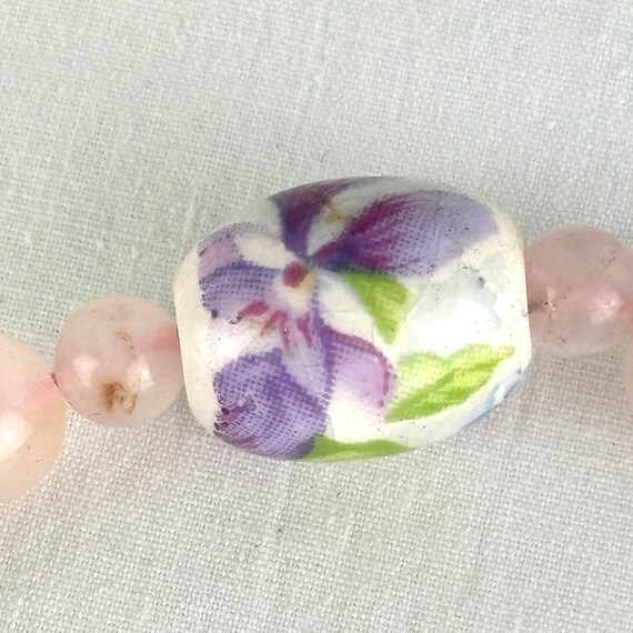 Vintage Chinese Export Rose Quartz Beaded Necklace - image 9