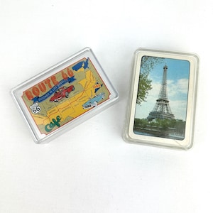 2 jeux de cartes vintage Route 66 et Tour Eiffel