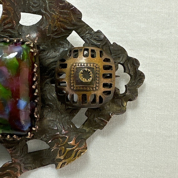 Antique Arts and Crafts Czech Glass Brooch - image 4