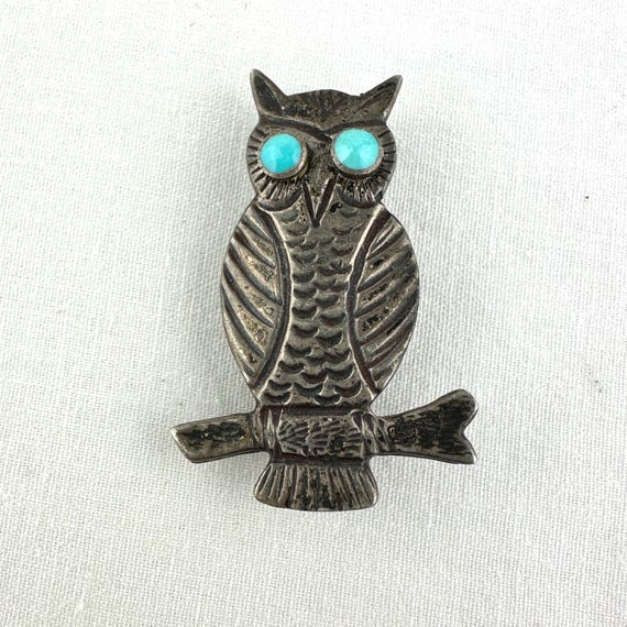 Wonderful! Vintage Navajo Owl Snake Eyes Turquoise Native American Jewelry Silver Earrings-old! Wonderful! Vintage Navajo Owl Snake Eyes Turquoise Native American Jewelry Silver Earrings-old!