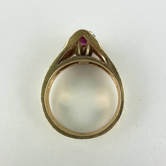 Midcentury 14k Gold Ruby Ring - image 7