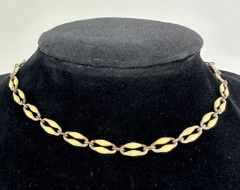 Vintage Enamel Choker on Paperclip Chain