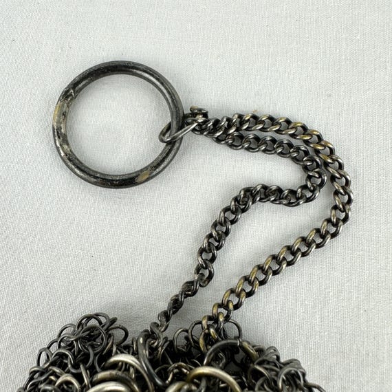 Antique Silver Mesh Chatelaine Purse - Drawstring… - image 7