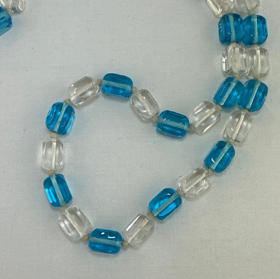 Vintage Hand Knotted Czech Cubed Glass Necklace - image 7