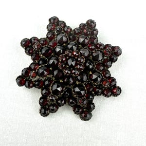 Antique Bohemian Garnet Cluster Star Brooch