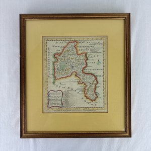 Carte ancienne de l'Oxfordshire en Angleterre coloriée à la main par Eman Bowen