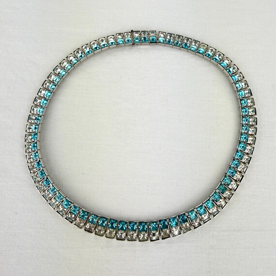 Vintage Channel Set Rhinestone Choker Necklace & … - image 2