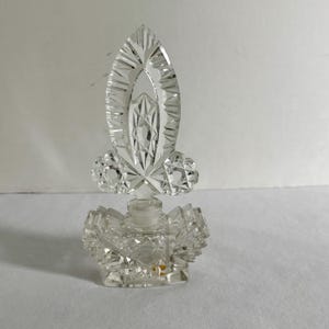 Art Deco Clear Hand Cut Glass Czech Perfume Bottle