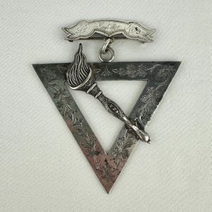 Rare 1874 Knights of Pythias Pin - St John’s No. 9 S.C. - Torch & FCB Shield - Supreme Lodge