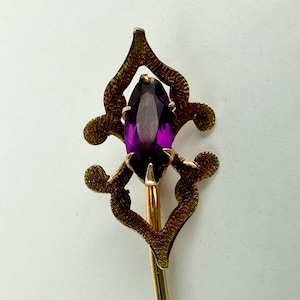 Amethyst Stick Pin with 14k Gold Top and Gold Filled Pin