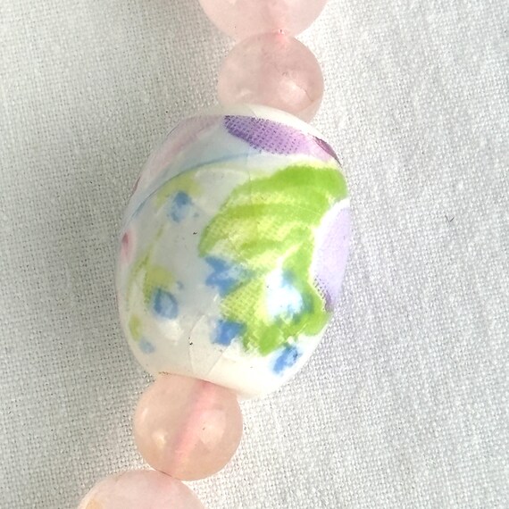 Vintage Chinese Export Rose Quartz Beaded Necklace - image 8