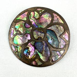 Vintage Mexican Silver & Abalone Brooch or Pendant