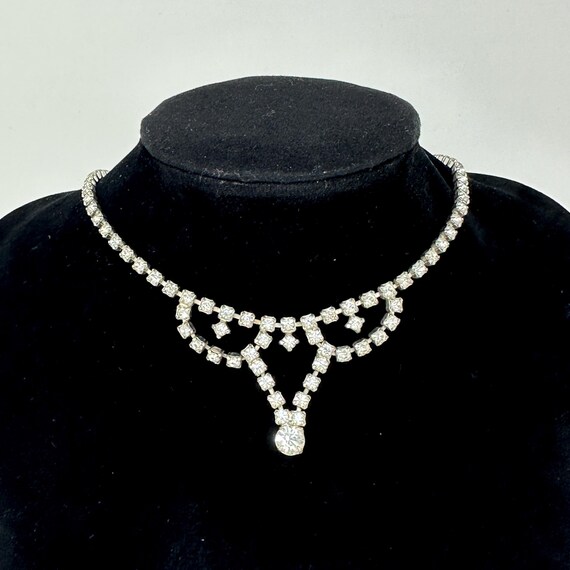 Vintage Rhinestone Swag Choker Necklace