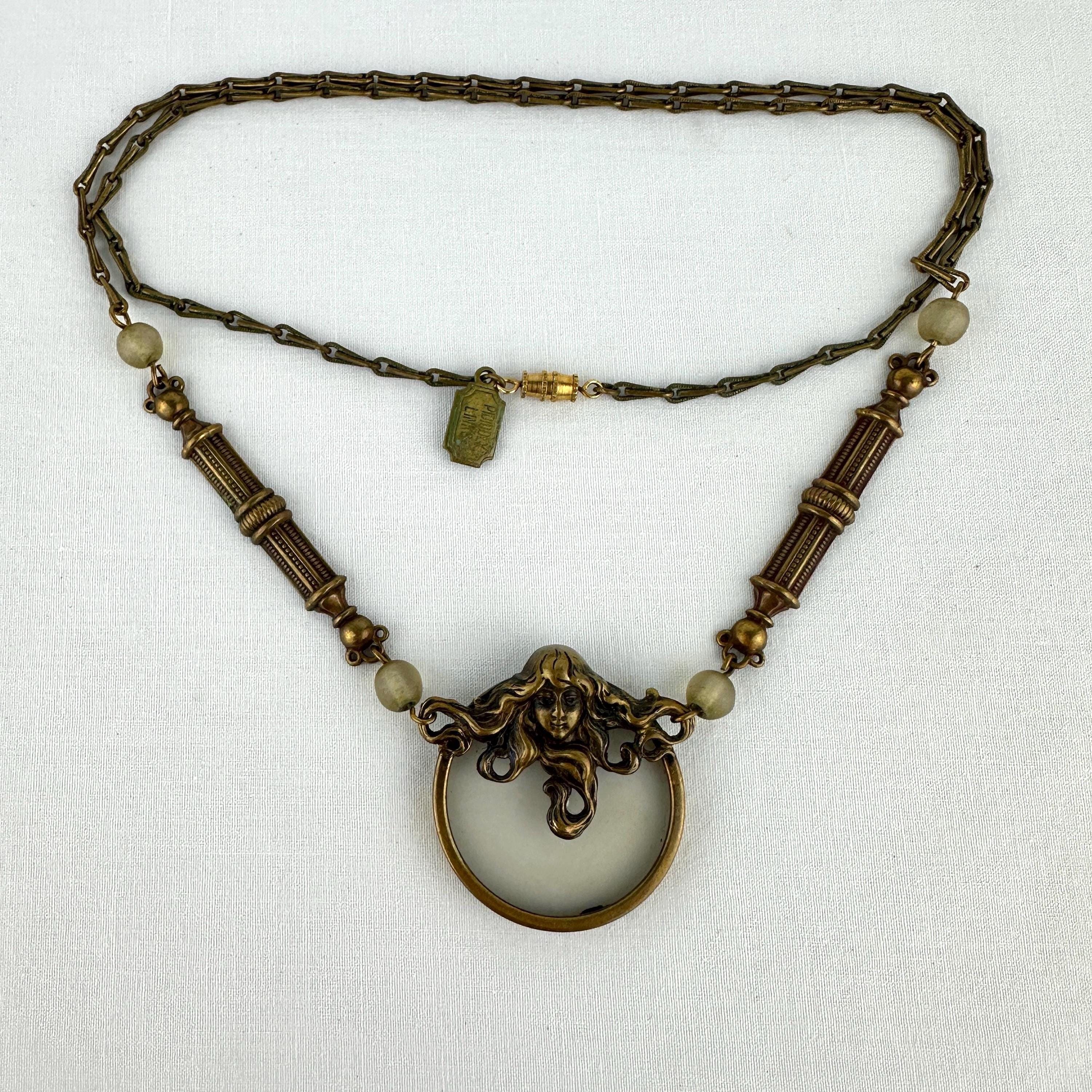 Vintage Pididdly Links Art Nouveau Camphor Glass Necklace - Etsy