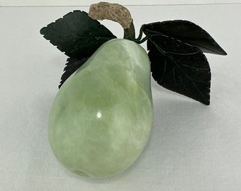 Vintage Quartz and Nephrite Carved Pear