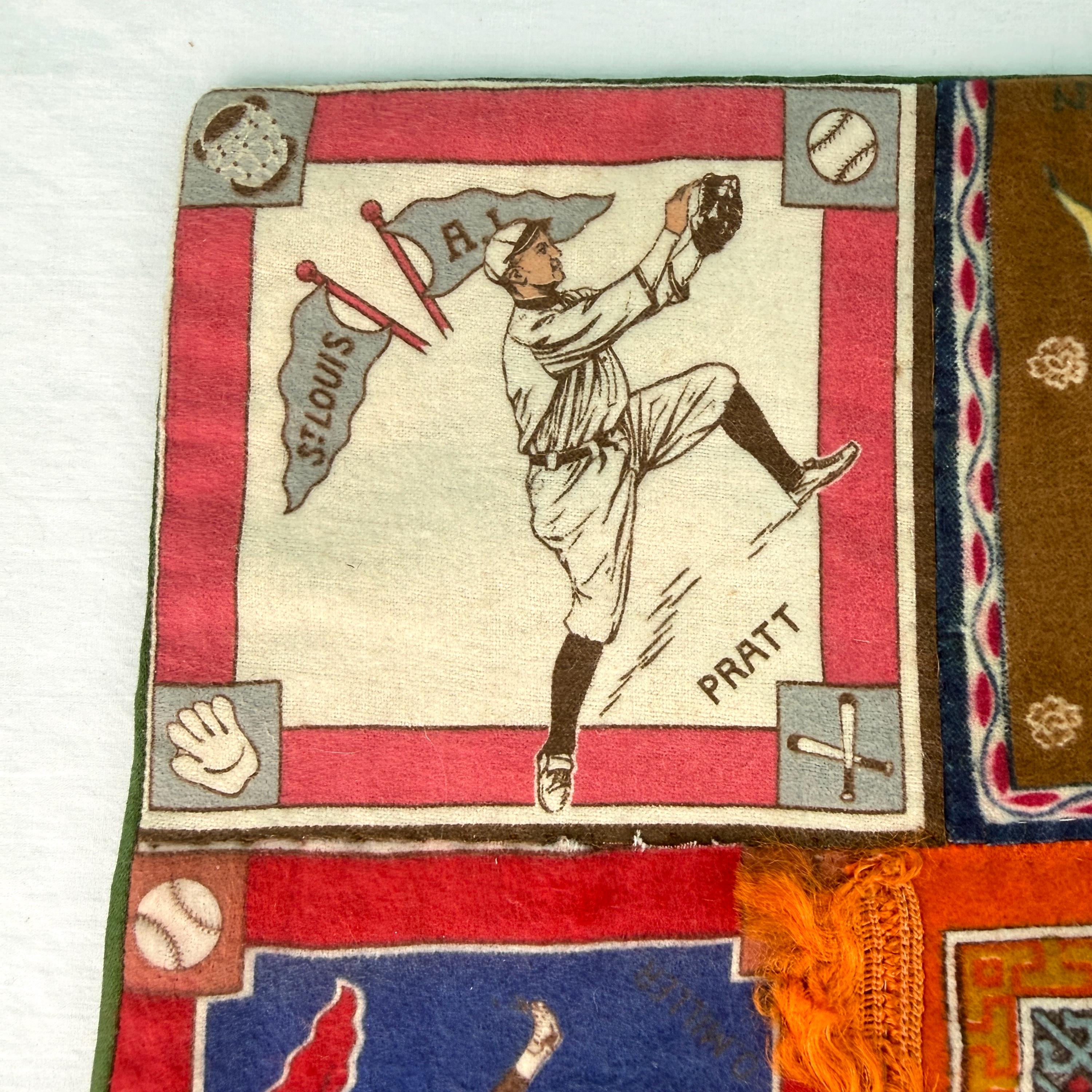 Antique Tobacco Flannel Pillow Top Quilt with Baseball Squares