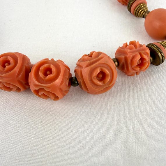 Vintage Celluloid & Brass Bead Choker - image 3