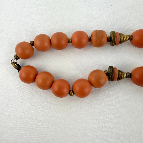 Vintage Celluloid & Brass Bead Choker - image 13