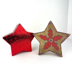 Caixas de Natal Vintage em Forma de Estrela - Embrulhadas em Papel Alumínio e Pintadas à Mão