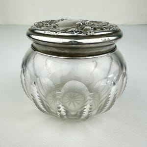 Antique Sterling Silver and Cut Crystal Dresser Jar - Simpson Hall Miller & Co