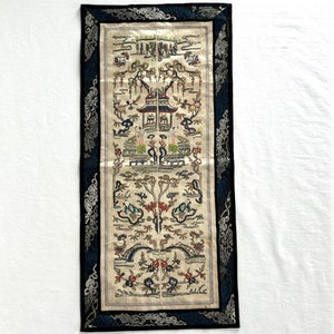 Antique Peking Forbidden Stitch Embroidered Panel
