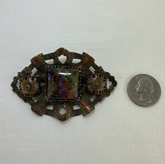 Antique Arts and Crafts Czech Glass Brooch - image 8