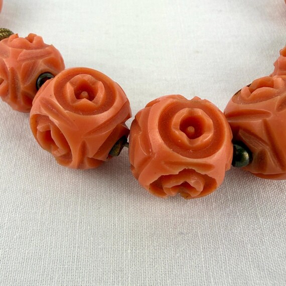 Vintage Celluloid & Brass Bead Choker - image 5