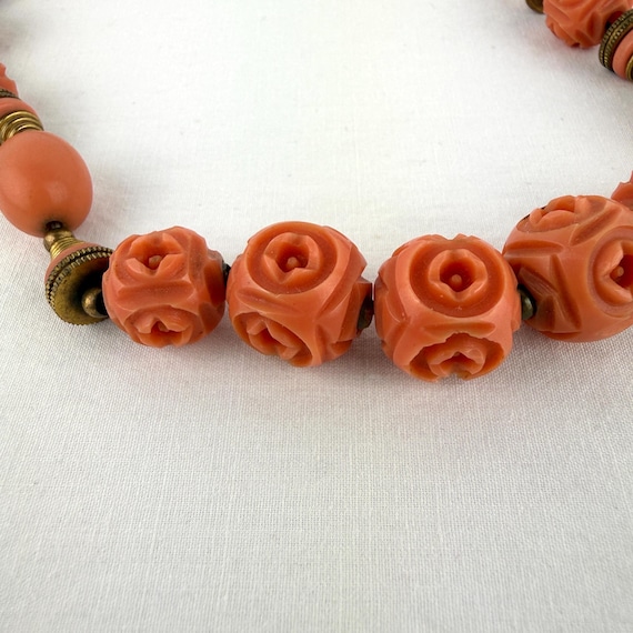 Vintage Celluloid & Brass Bead Choker - image 4
