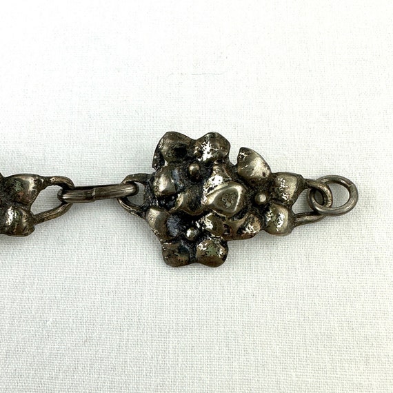 Vintage Sterling Silver Flower Link Bracelet - image 4