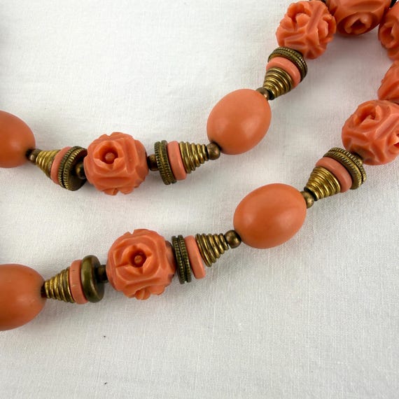 Vintage Celluloid & Brass Bead Choker - image 6