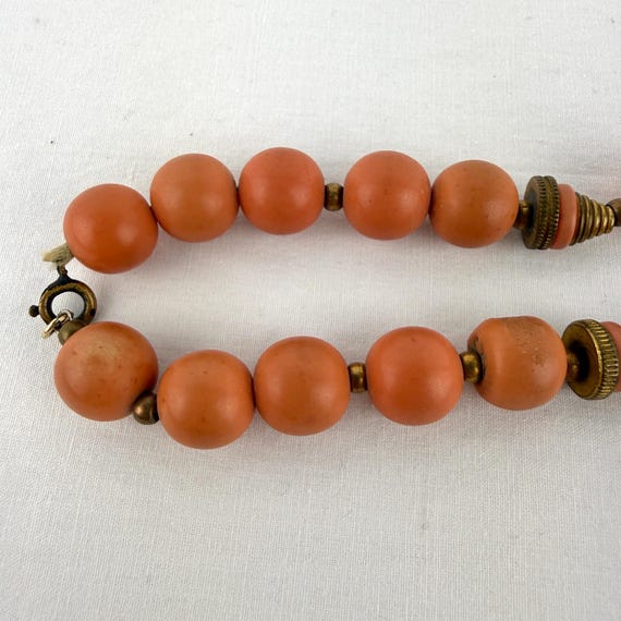 Vintage Celluloid & Brass Bead Choker - image 8