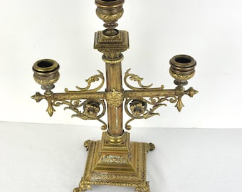 Antique French Brass Candelabrum 1880-1910 Rococo Revival
