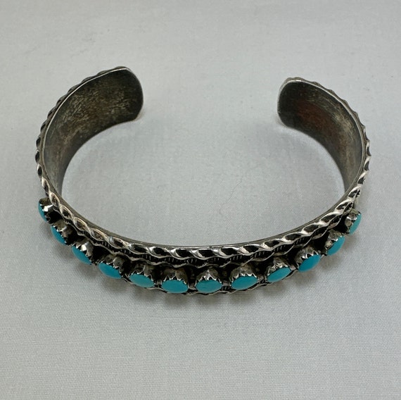 Vintage Zuni Petit Point Turquoise and Sterling C… - image 8