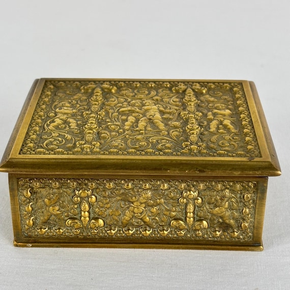 Vintage Erhard & Sohne Brass Figural Trinket Box