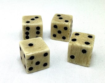 4 Tiny Antique Bovine Bone Dice