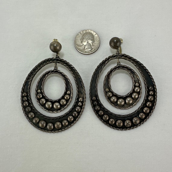 Mexican Sterling Silver Mid Century Mod Earrings - image 10