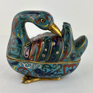 Chinese Antique Cloisonné Duck Trinket Box